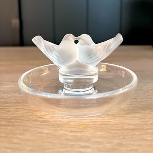 Vintage Lalique France Crystal Love Birds Dish